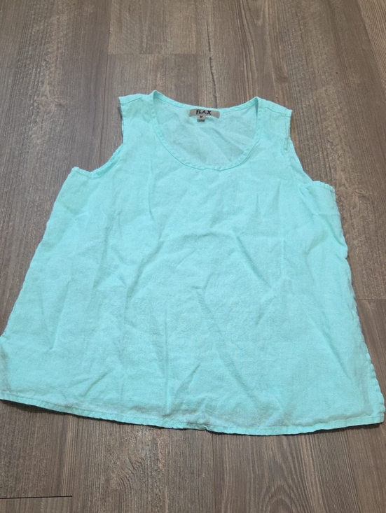 Flax Tops - FLAX Light Aqua Sleeveless Linen Top